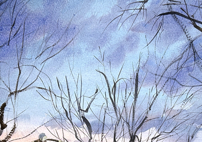 Winter Sunset in Edmonds - Original watercolor painting