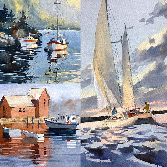 Watercolor workshops in Bainbridge, WA - Watercolor Boats and Water